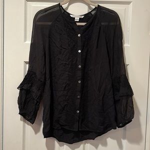 Diane Von Furstenberg Black Sheer Blouse
